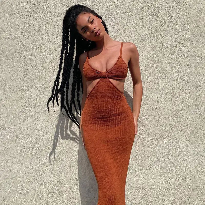 Vestido Chic Sundress de Fiesta con Diseño Calado Elegante