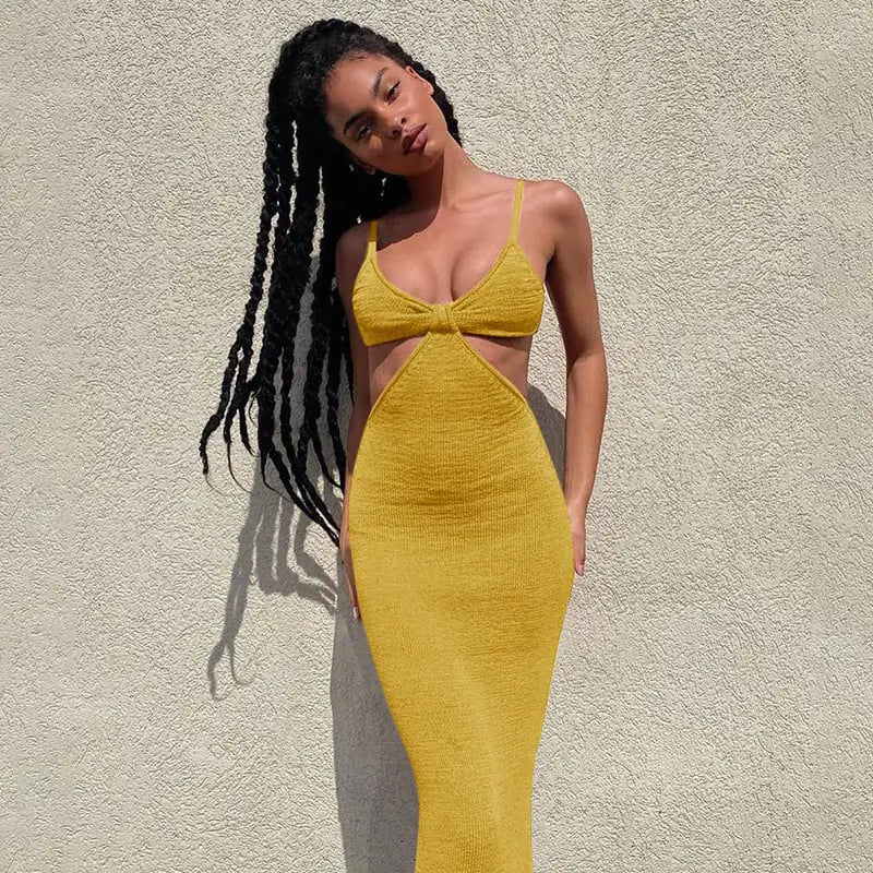 Vestido Chic Sundress de Fiesta con Diseño Calado Elegante